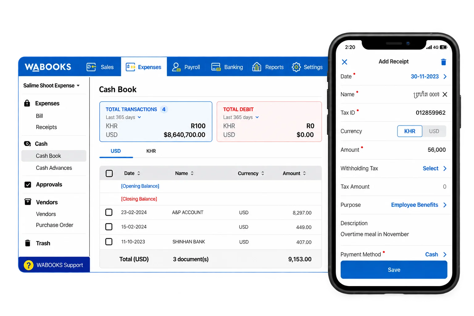 Manage Cash & Cash Advance